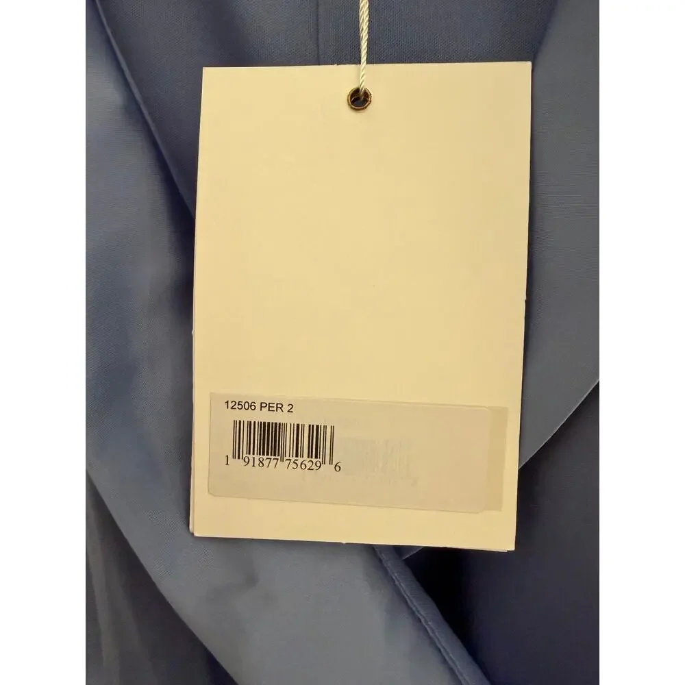 MAC DUGGAL 12506 cocktail wrap periwinkle blue dress long sleeve sz 2 - Picture 6 of 8